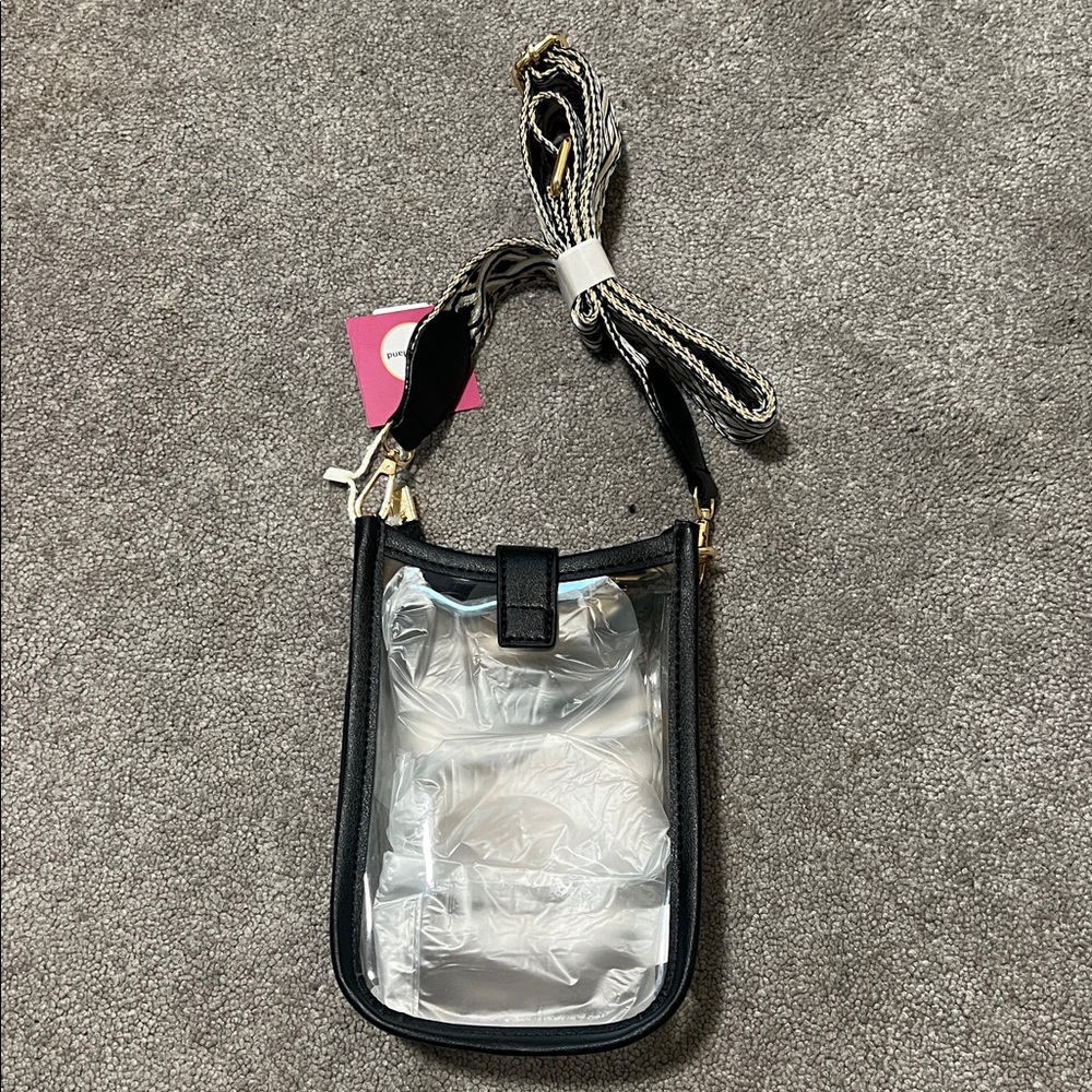 NWT Modern+Chic Logan Clear Crossbody Bag with Black Trim - Picture 3 of 5